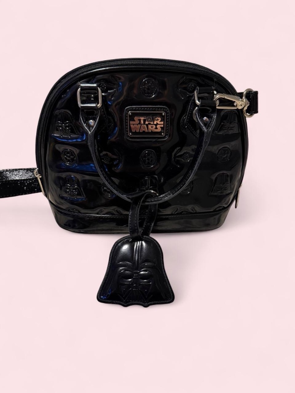 Loungefly Black Patent Star Wars Dome Crossbody with Vader Charm